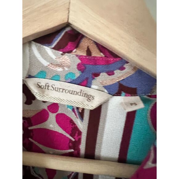 Soft Surroundings Palmero Maxi Dress Floral Fuschia Soho Shirtdress Pink Gold PS - Picture 8 of 9